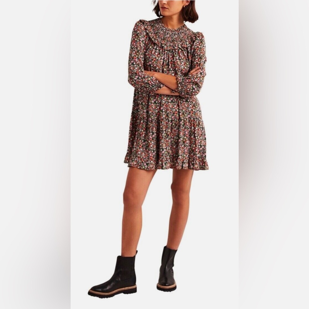 NEW Boden | Smocked Yoke Tiered Dress Multi‎ Floret Meadow Floral US 6